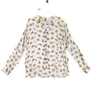 Volcom Women's S Nova Top Button Up Shirt Yellow Rose High-Low Hem Western Prep